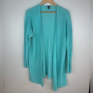 Eileen Fisher Blue Lightweight Drape Cardigan Sweater Size Large